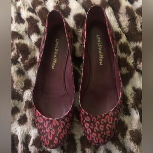 Authentic Louis Vuitton Stephen Sprouse Burgundy pink Leopard Print flats 40 10